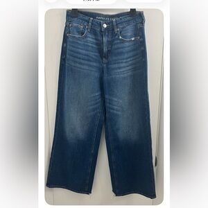 American Eagle super high-rise ankle baggy wide leg jeans.